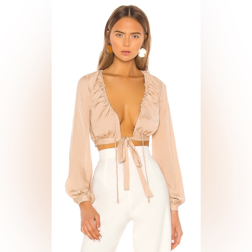 Nbd Davis Long Sleeve Top In Nude